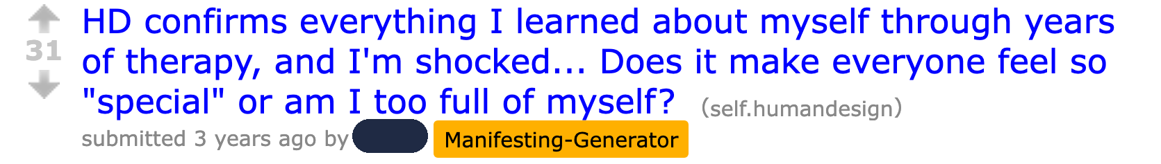 Screenshot of the real Reddit post this quote comes from, username hidden